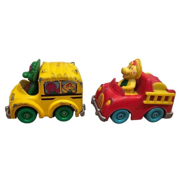Barney Diecast Vehicles Baby Bop and BJ Fire Engine School Bus Vintage 1997 - Picture 3 of 8